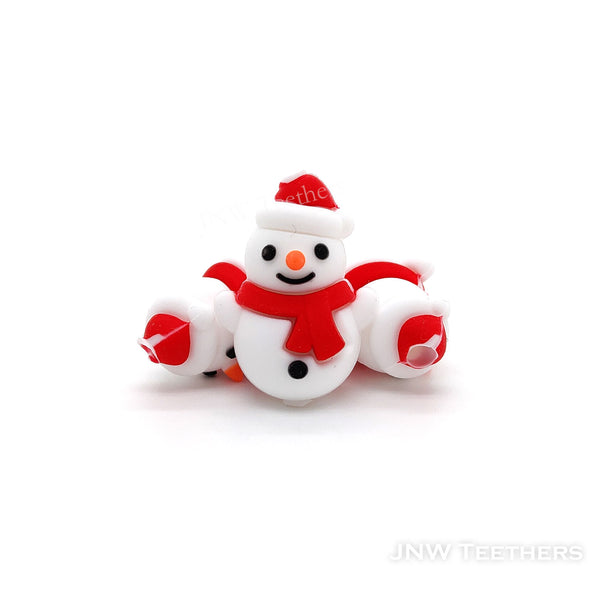 3D mini snowman silicone focal beads