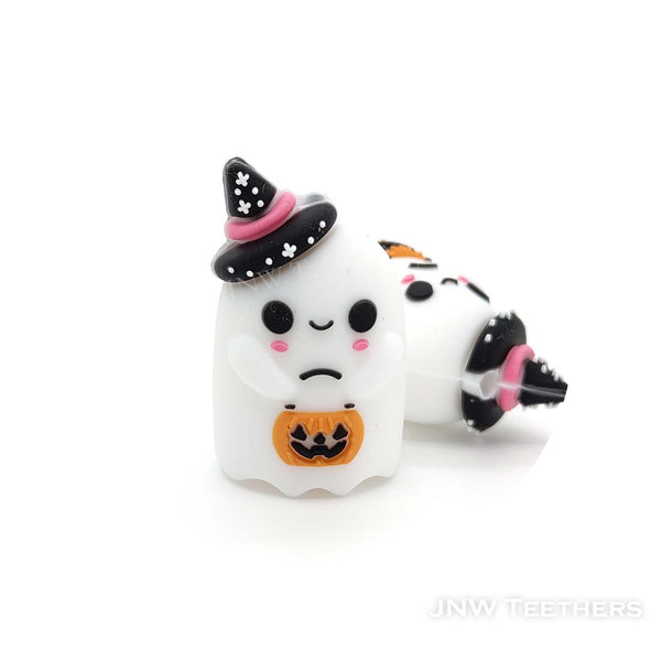 3D Miss ghost in black hat silicone focal beads.