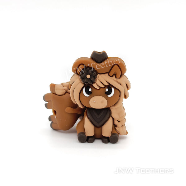 3D Miss highland cow silicone focal beads