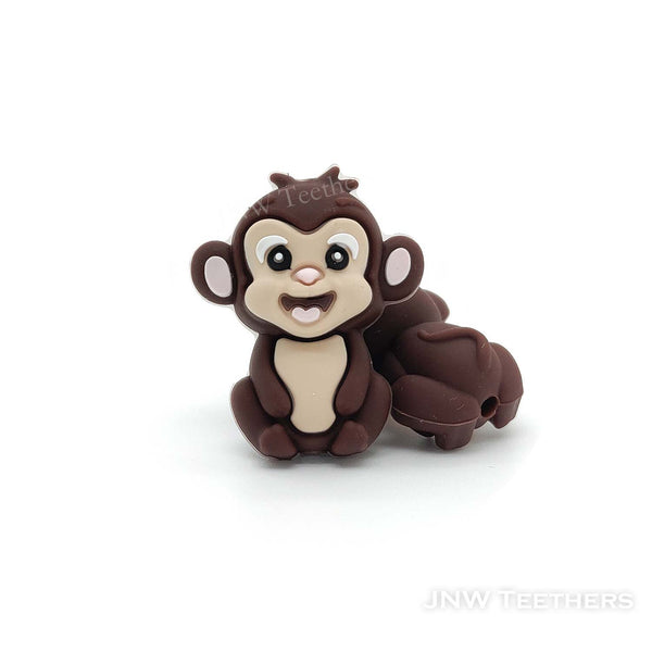 3D monkey silicone focal beads chocolate