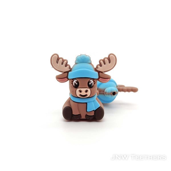 3D Doe in blue hat silicone focal beads