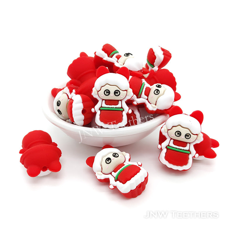 3D Mrs Santa silicone focal beads