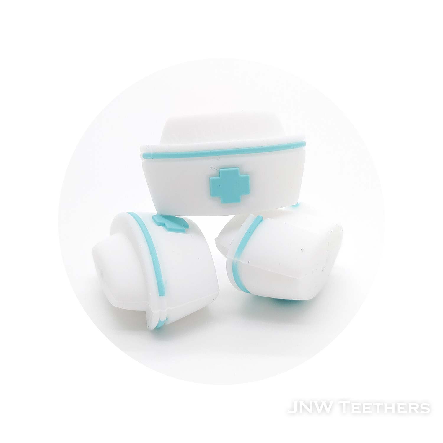 3D Nurse Cap silicone focal beads blue