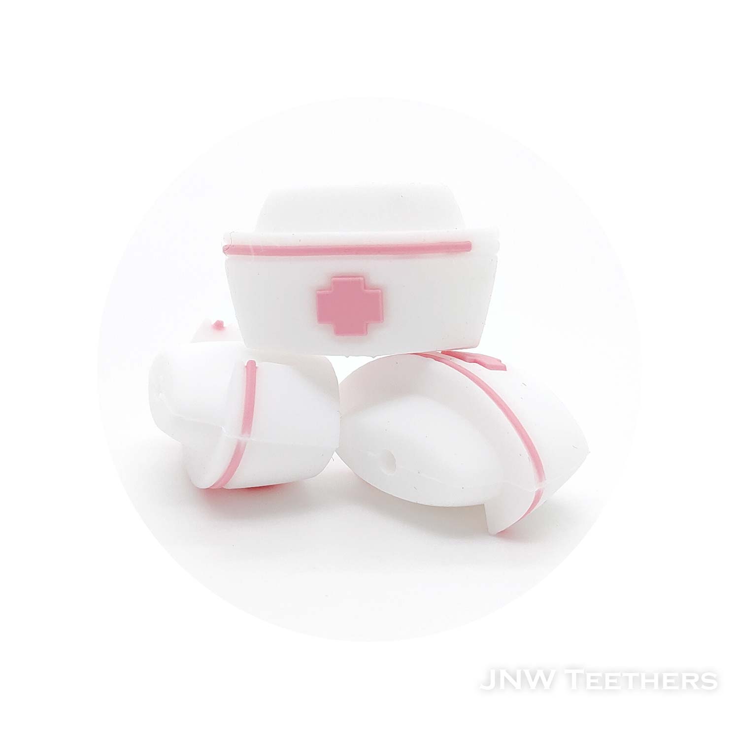3D Nurse Cap silicone focal beads pink