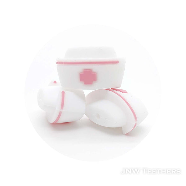3D Nurse Cap silicone focal beads pink