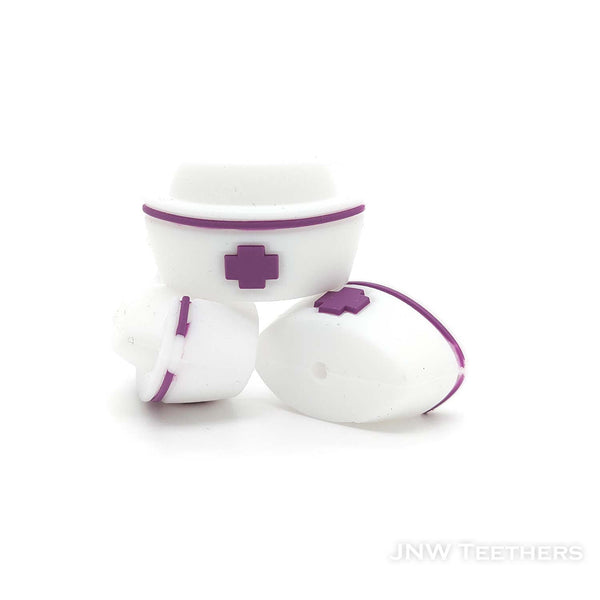 3D Nurse Cap silicone focal beads purple