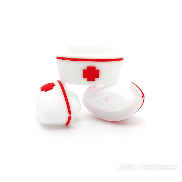 3D Nurse Cap silicone focal beads red