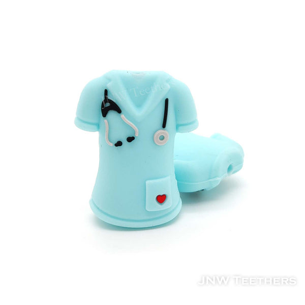 3D Nurse uniform silicone focal beads blue