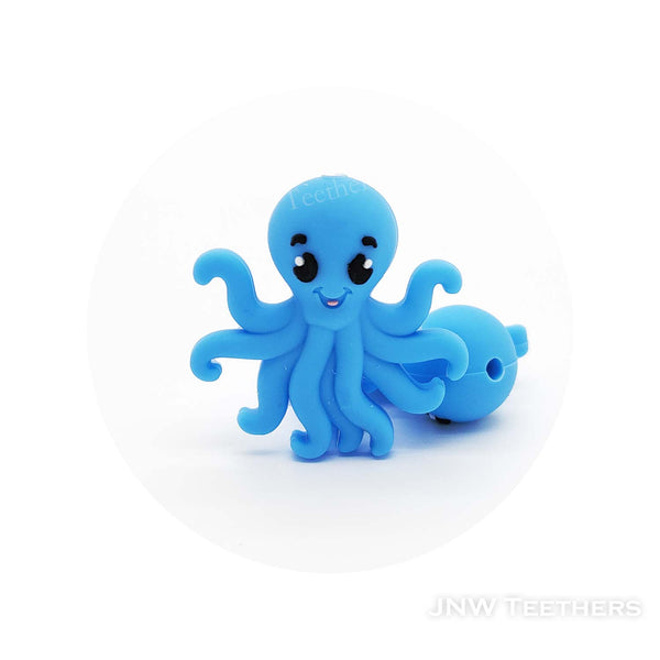 3D blue octopus silicone focal beads