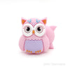3D owl silicone focal beads pink