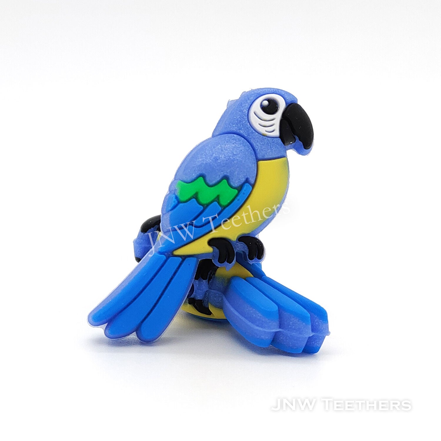 3D Parrot silicone focal beads blue