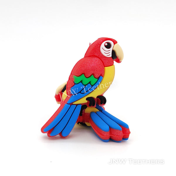 3D Parrot silicone focal beads red