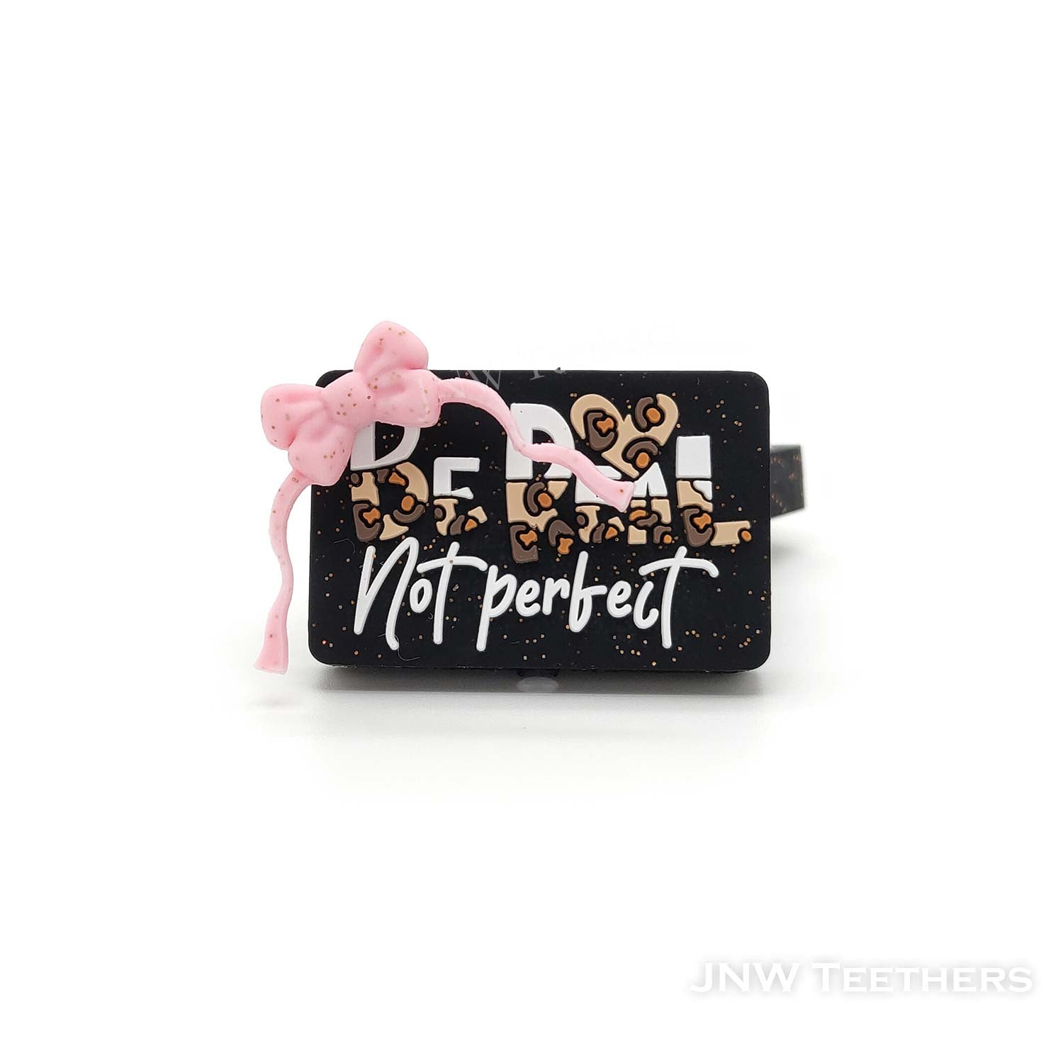 3D pink bowknot be real not perfect silicone focal beads