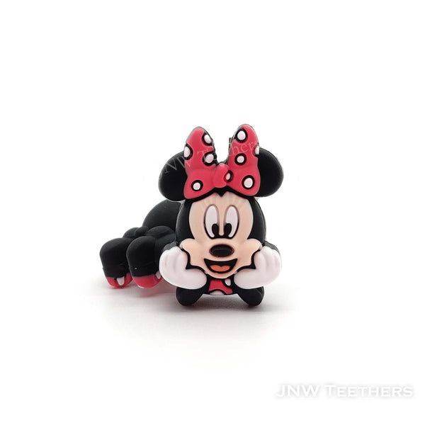 3D Pink bowknot Minnie mouse silicone focal beads