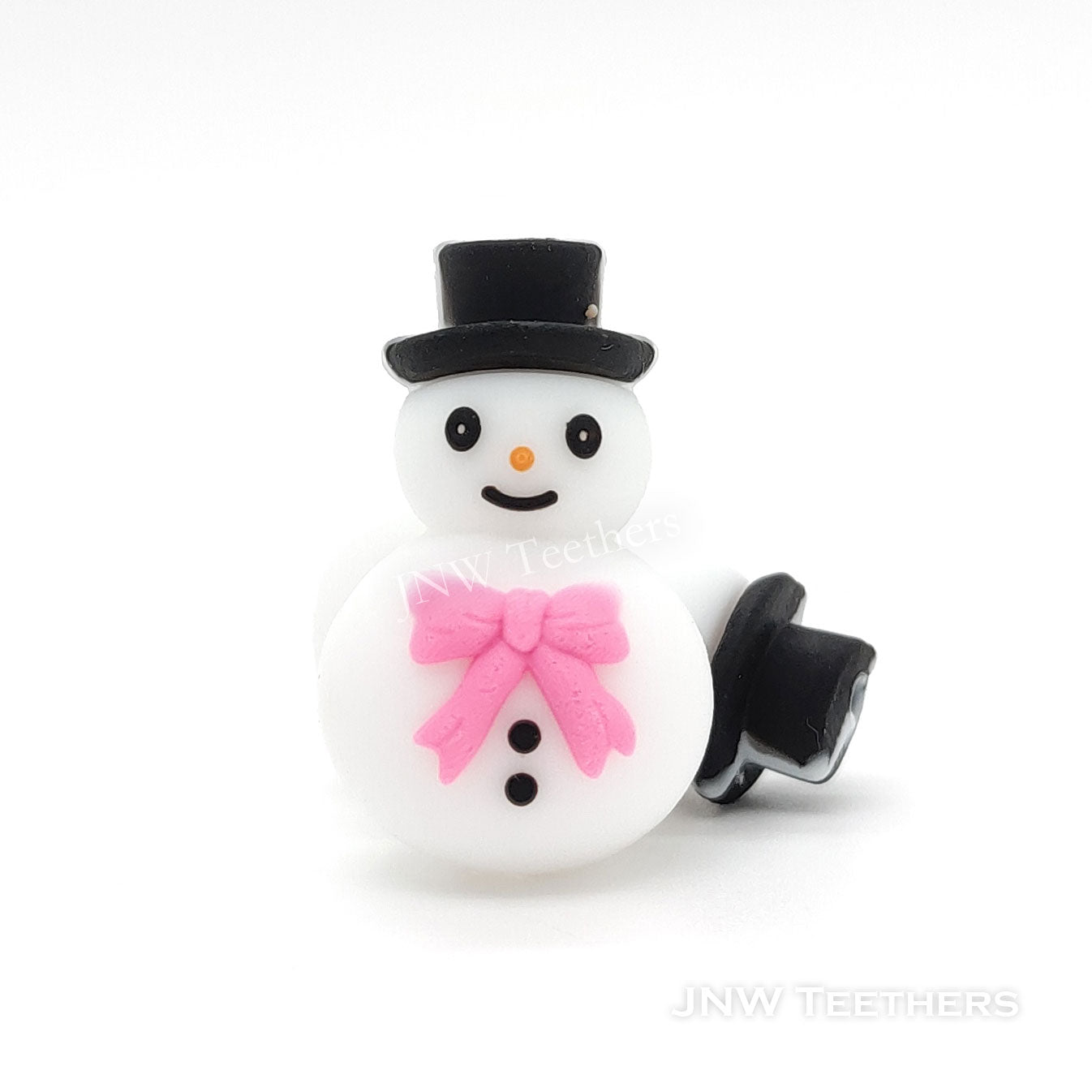 3D pink bowknot snowman silicone focal beads