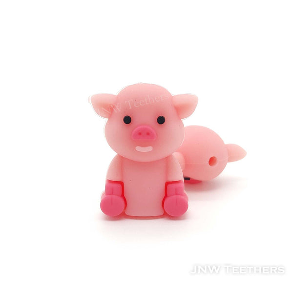 3D pink pig silicone focal beads