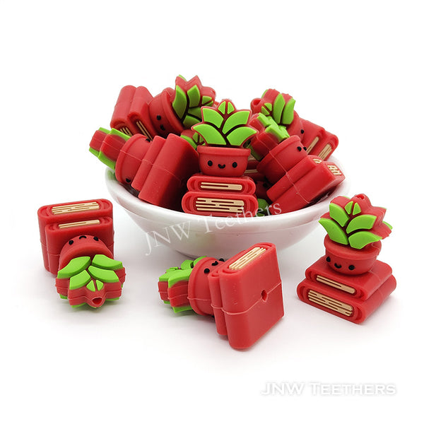 3D red book aloe silicone focal beads