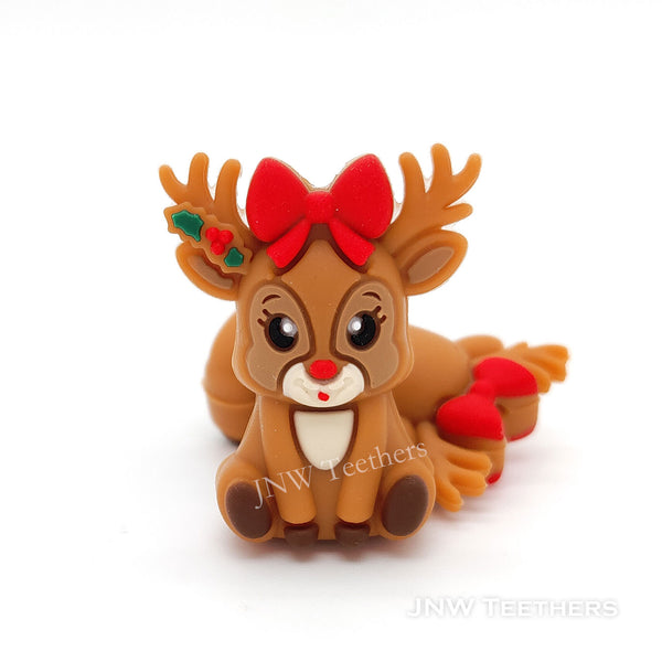 3D Christmas Reindeer silicone focal beads