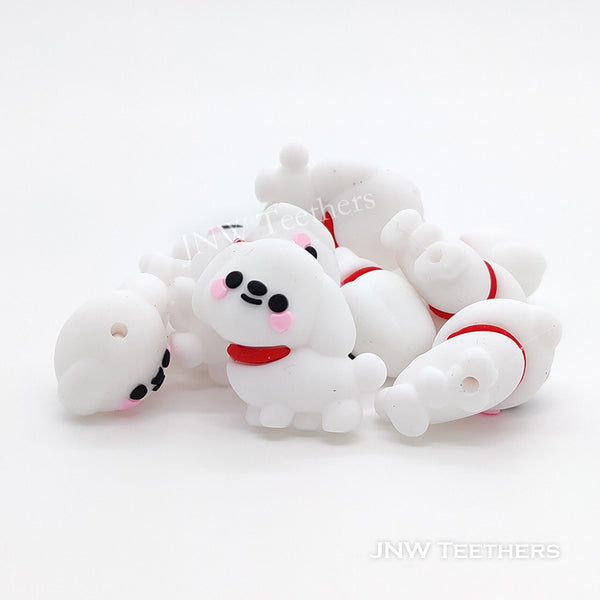 3D red scarf dog silicone focal beads