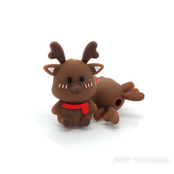 3D reindeer silicone focal beads Chocolate