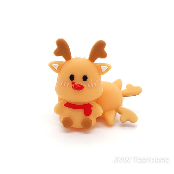 Orange 3D reindeer silicone focal beads