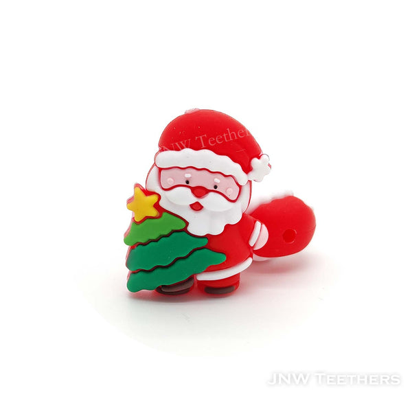 3D Sant holding Christmas tree silicone focal beads