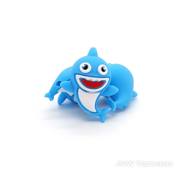3D blue shark silicone focal beads