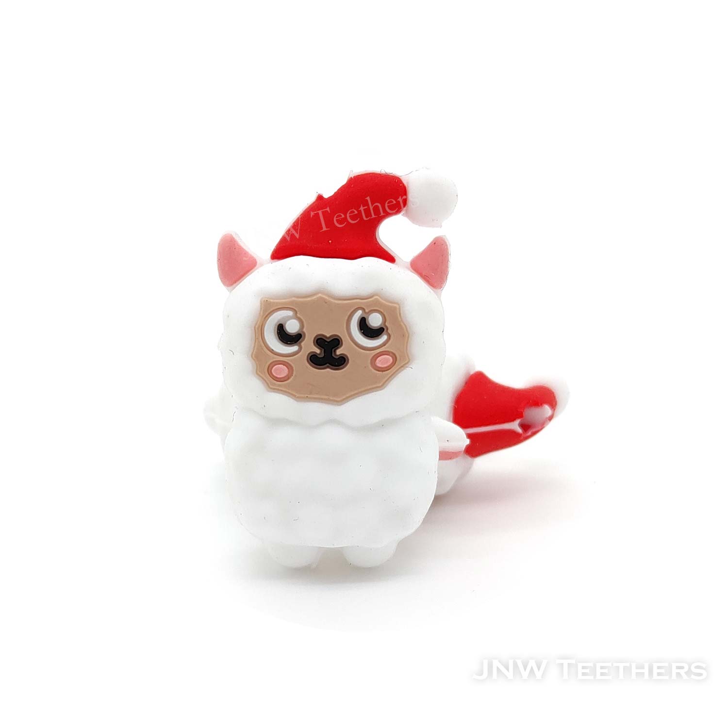 3D sheep in red hat silicone focal beads