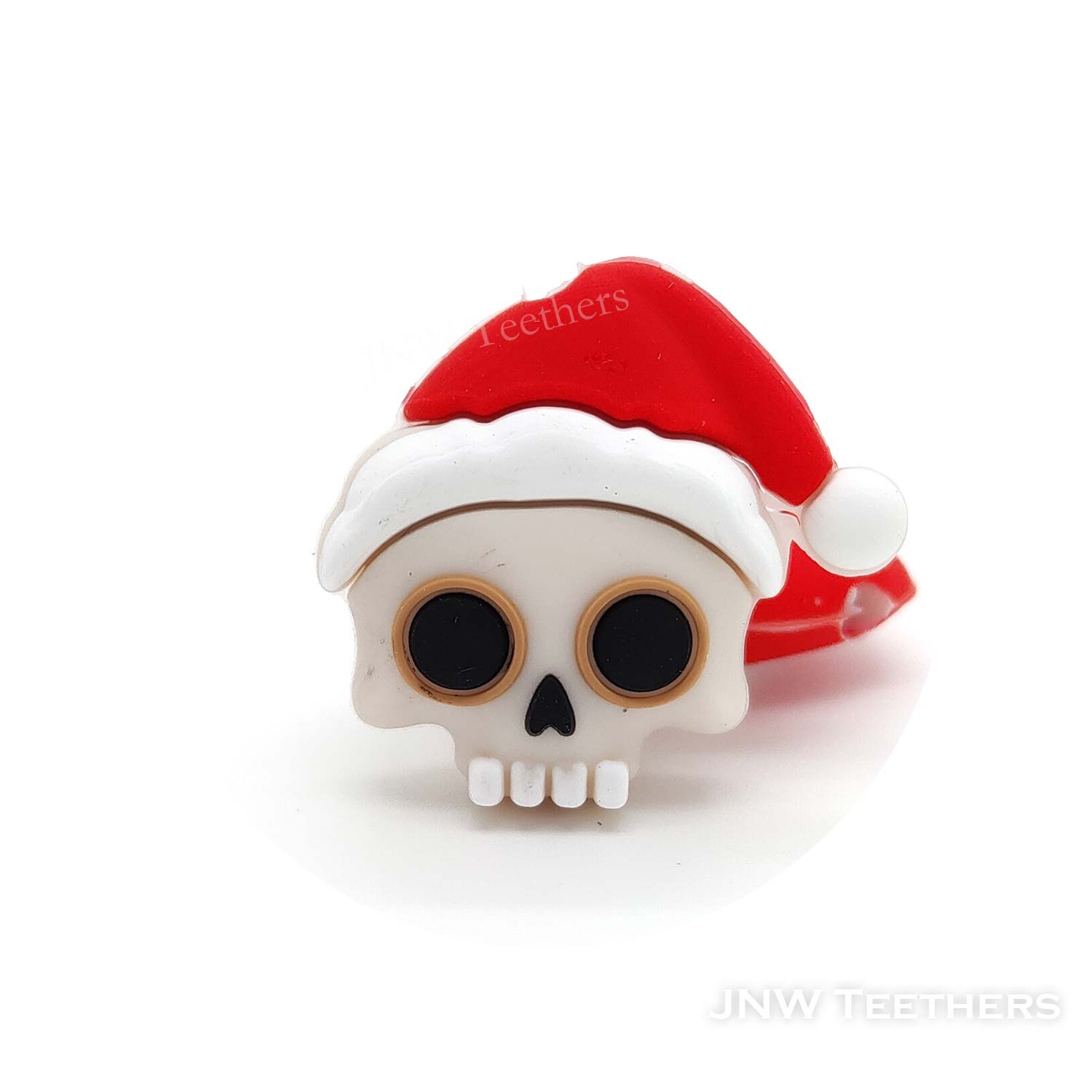 3D skull in red hat silicone focal beads