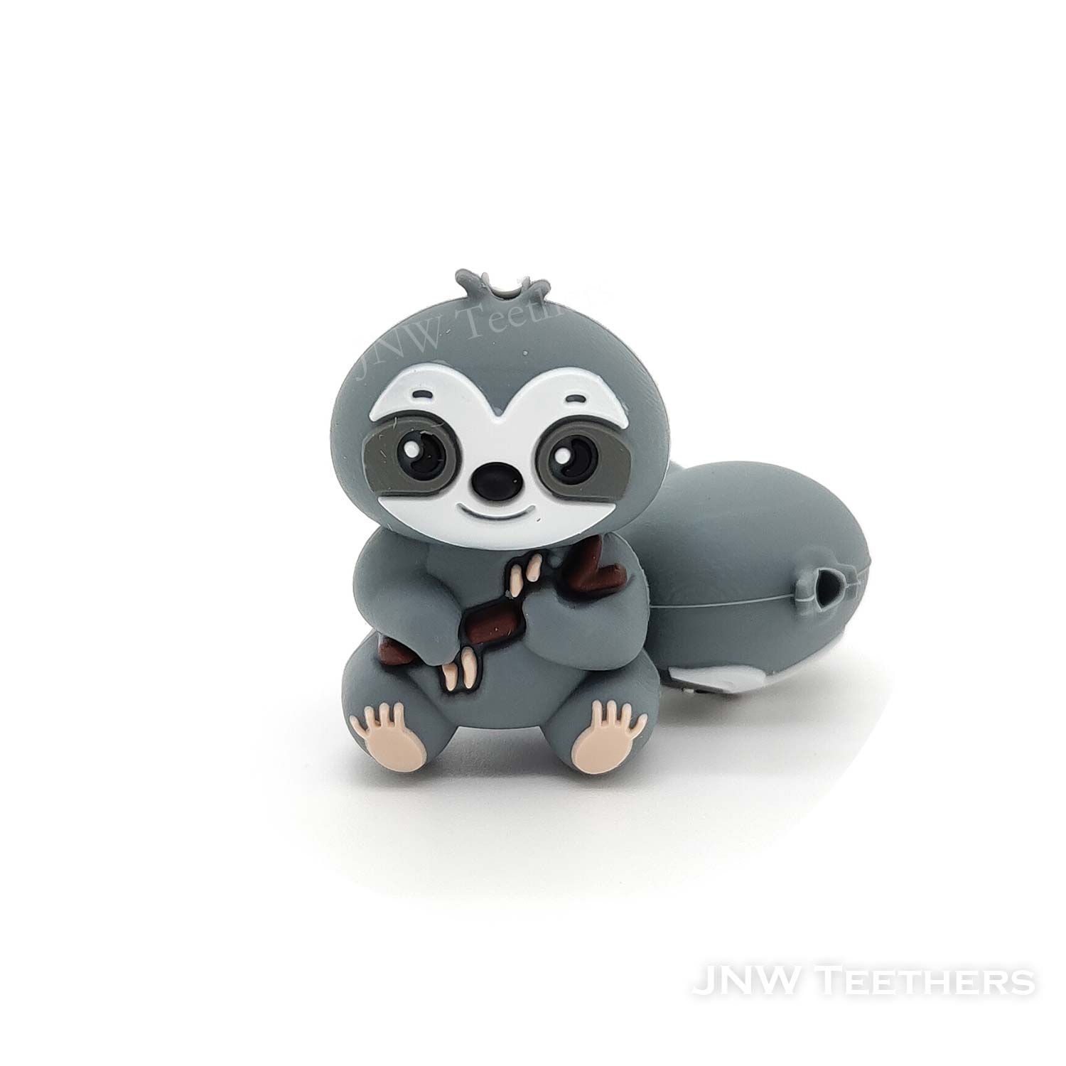 3D Sloth silicone focal beads gray