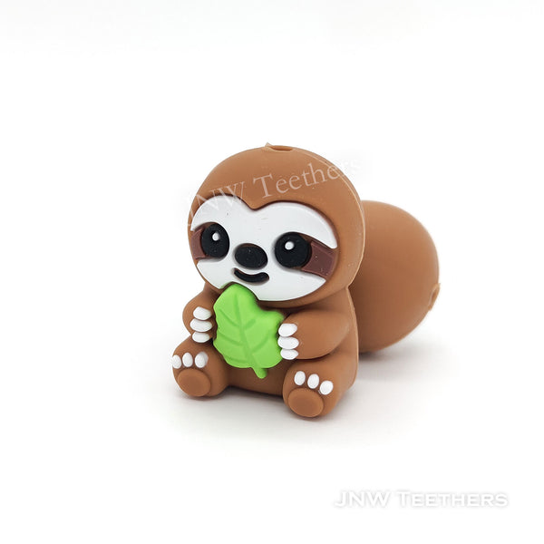 3D sloth silicone focal beads