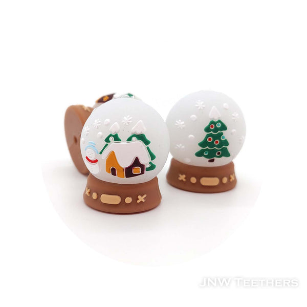 3D snow globe silicone focal beads