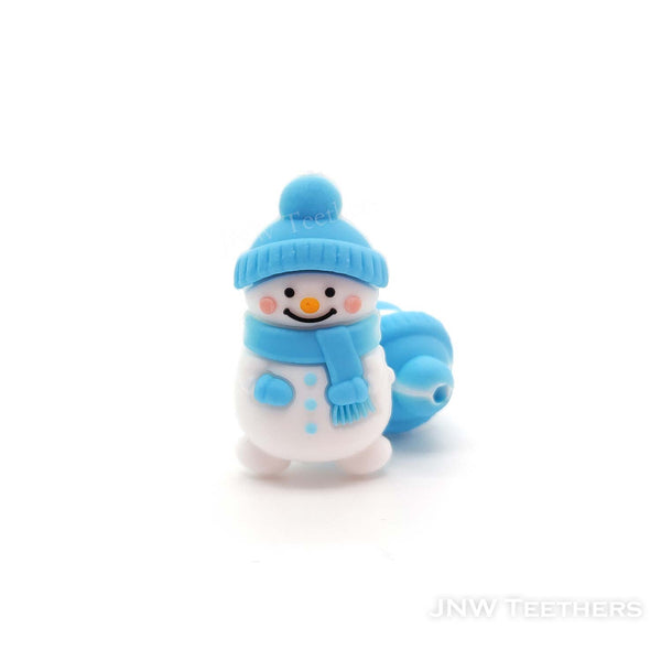 3D Snowman in blue hat silicone focal beads