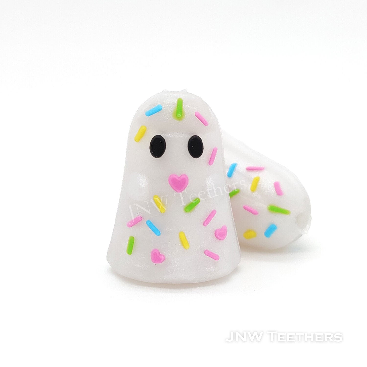 3D sprinkle ghost silicone focal beads pearl white