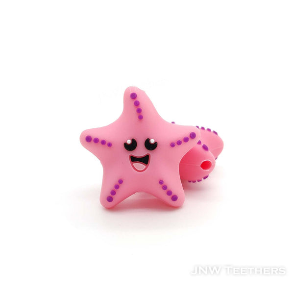 3D pink starfish silicone focal beads