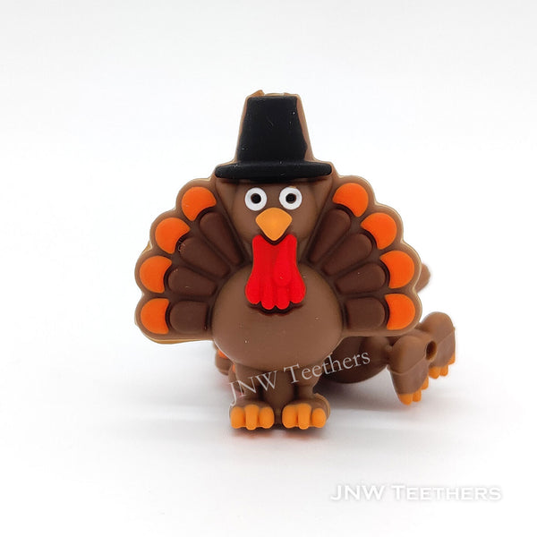 3D turkey with black hat silicone focal beads