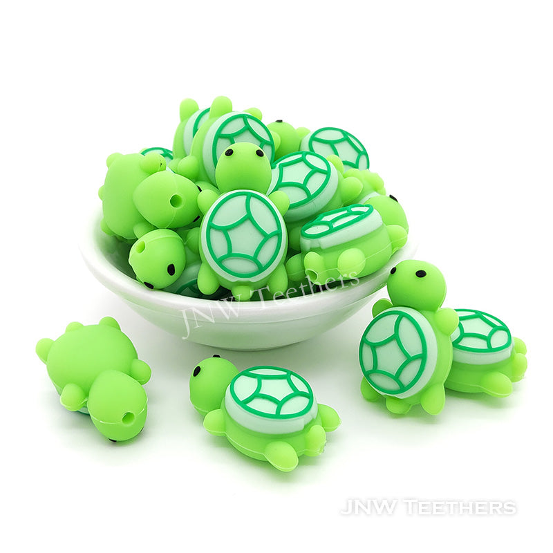 3D green turtle silicone focal beads