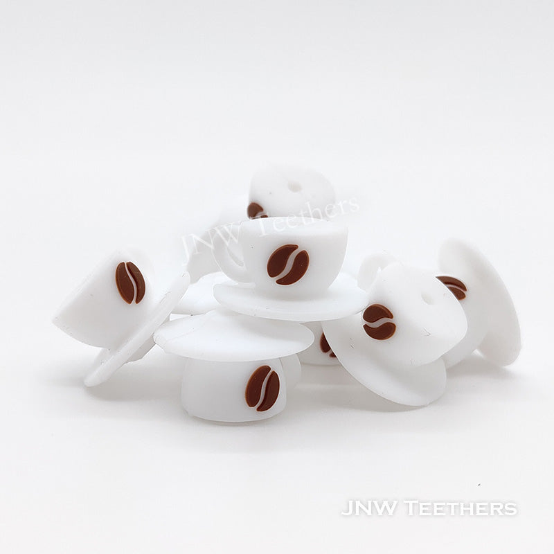 3D white coffee cup silicone focal beads