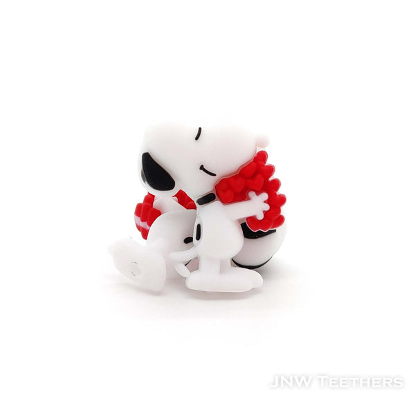 3D Valentine White Dog silicone focal beads