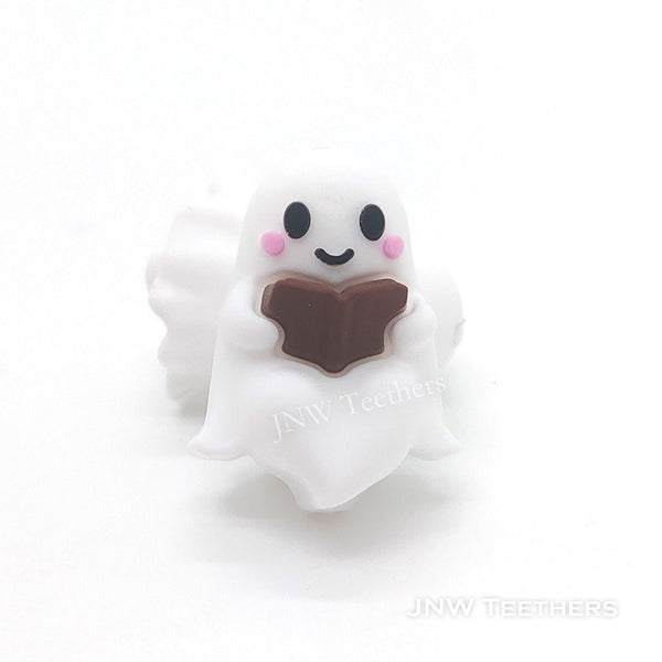 3D Halloween ghost reading book silicone focal beads