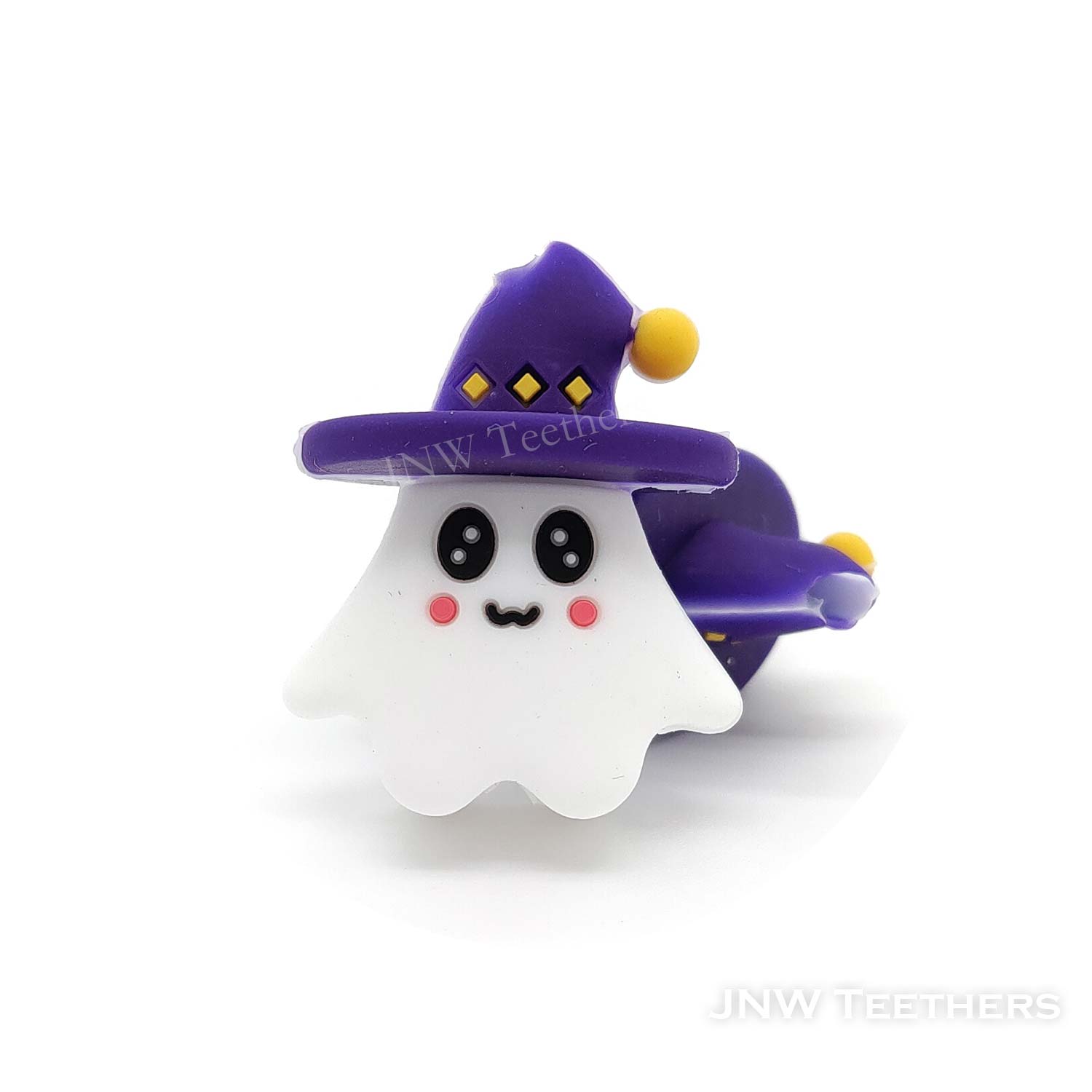 3D white ghost in witch hat silicone focal beads