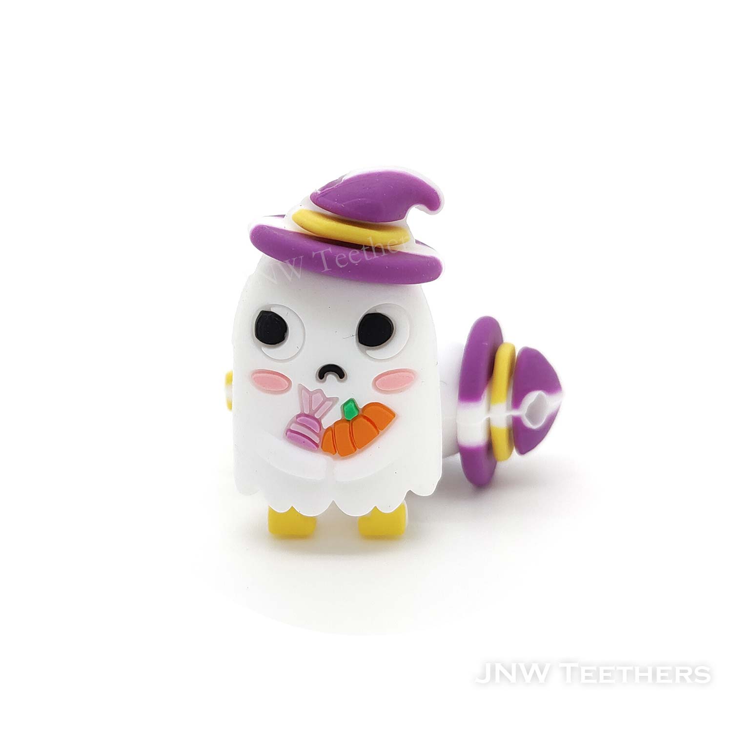 3D ghost in purple hat silicone focal beads