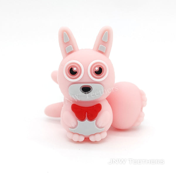 3D wolf silicone focal beads pink