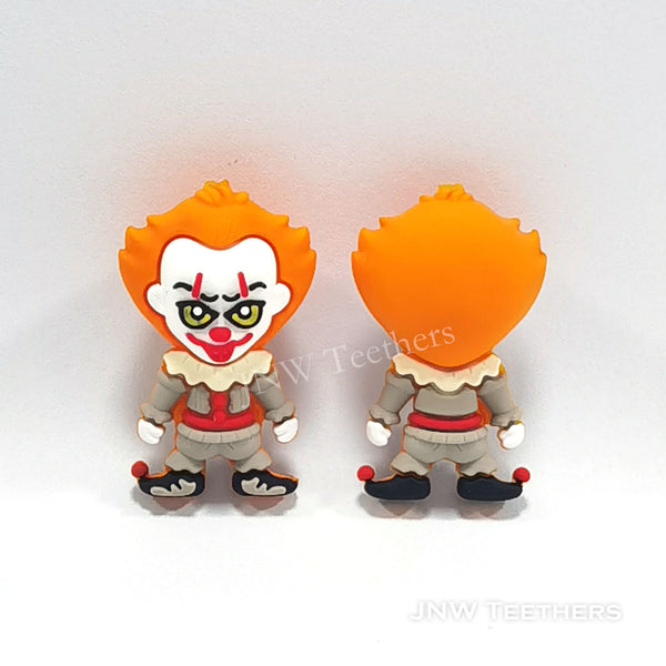 3D orange hair clown silicone focal beads