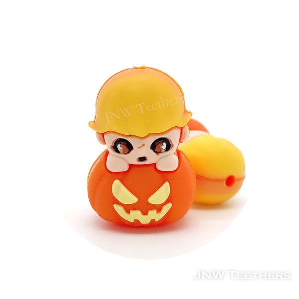 3D Yellow Hair Girl Pumpkin silicone focal beads