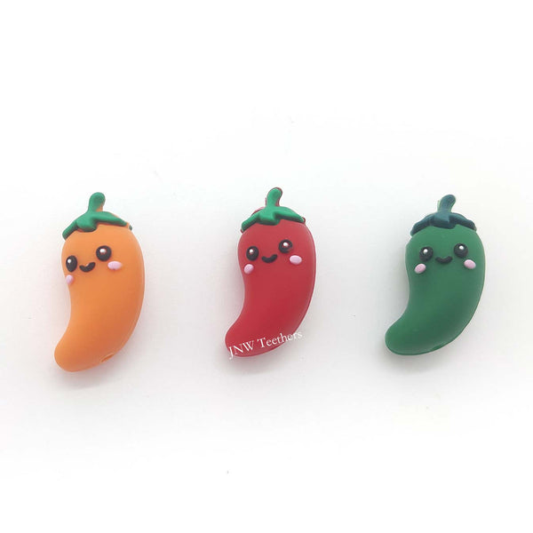JNWTeethers 3D Chili Pepper Silicone Focal Beads