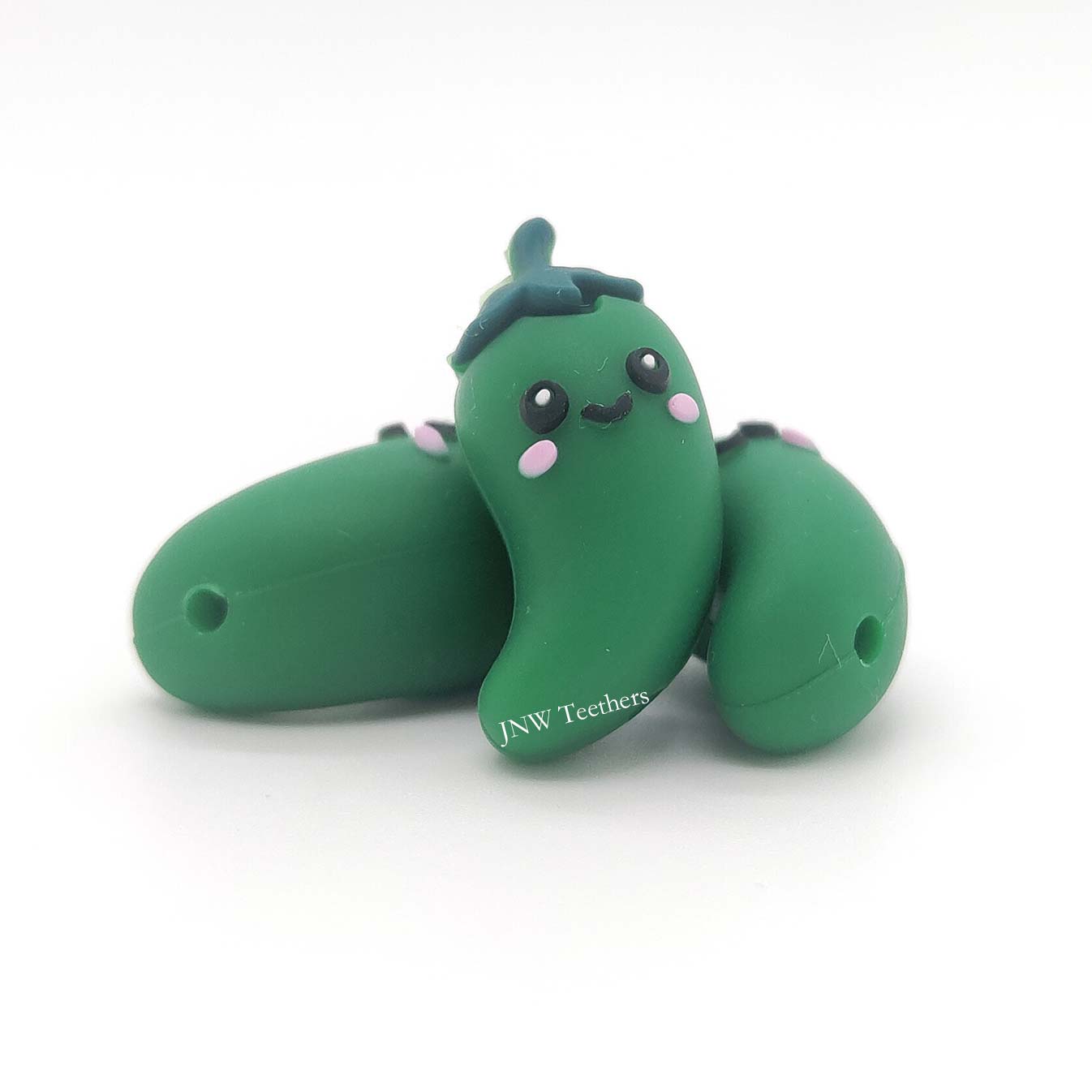 JNWTeethers 3D Green Chili Pepper Silicone Focal Beads