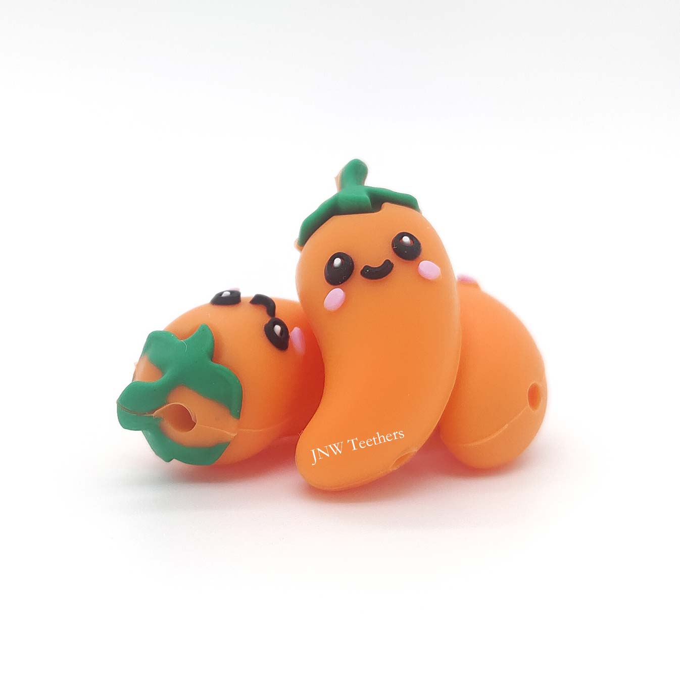 JNWTeethers 3D Orange Chili Pepper Silicone Focal Beads