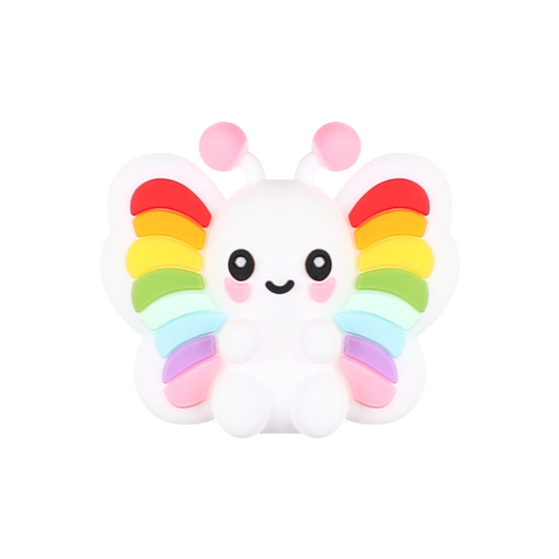 JNWTeethers 3D Baby Rainbow Butterfly Silicone Focal Beads