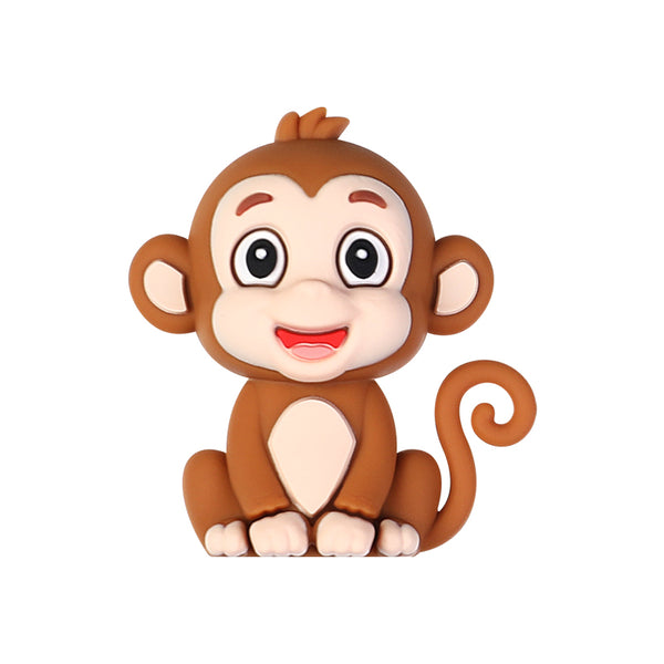 JNWTeethers 3D Brown Monkey Silicone Focal Beads
